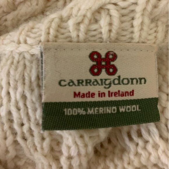 Carraig Donn Irish Chunky Collared Aran Cable Knit Sweater - Picture 8 of 11
